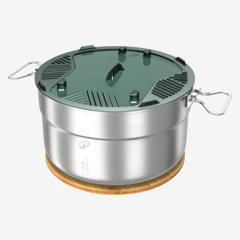 Quechua 500 Stainless Steel Nonstick Camping Cookset – 25-Piece for 4 People