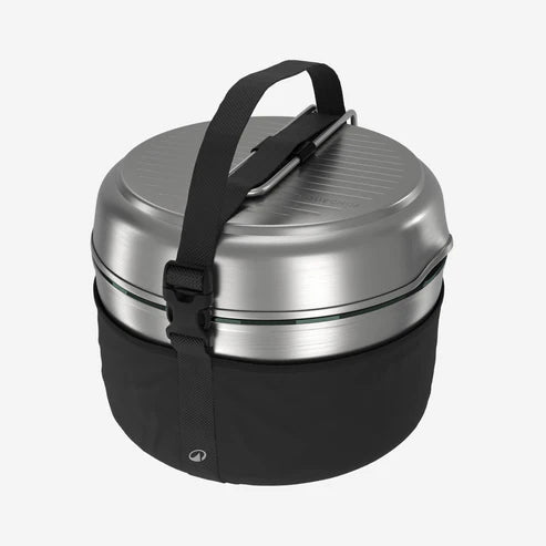 Quechua Stainless steel non-stick camping cookset 500 for 2 people - 15-piece