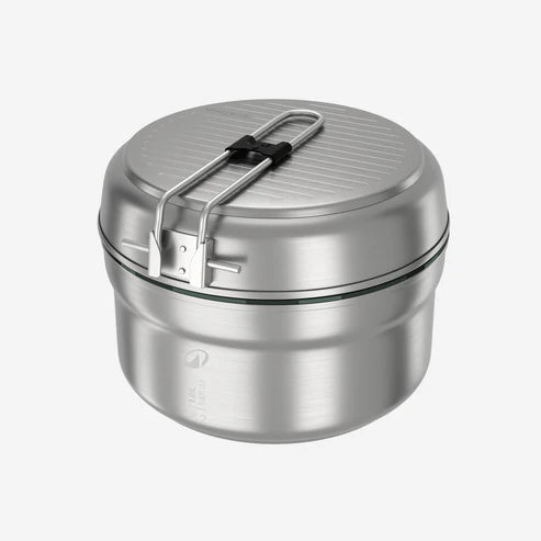 Quechua Stainless steel non-stick camping cookset 500 for 2 people - 15-piece
